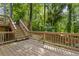 Large wooden deck with railings overlooking a lush backyard at 3362 Northbrook Dr, Atlanta, GA 30340