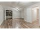Basement with wood-look flooring and open utility access at 42 Breckenridge Dr, Powder Springs, GA 30127