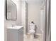 Bathroom with a modern sink vanity, toilet, and shower-tub combination at 522 Stell Rd, Woodstock, GA 30188