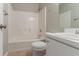 Clean and functional bathroom with a tub-shower combo and a vanity with a sink at 142 Wellspring Pt, Hiram, GA 30141