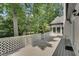 Inviting back deck offers serene outdoor living with mature trees and ample space for relaxation and entertaining at 1285 Rivershyre Pkwy, Lawrenceville, GA 30043
