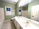 Bright bathroom features a double vanity, a large mirror, and a window providing natural light at 6745 Fairfield Trce, Suwanee, GA 30024