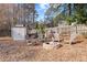 Inviting backyard with a cozy fire pit, seating, and a convenient storage shed at 1495 Oak Springs Dr, Marietta, GA 30066