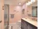 Modern bathroom with a glass-enclosed shower, marble floors, and elegant decor at 2465 Planters Cove Cir, Lawrenceville, GA 30044