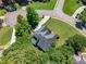 Aerial view of a house showcasing its roof, surrounding greenery, and driveway in a lush neighborhood at 7045 Grand View Way, Suwanee, GA 30024