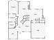Detailed first floor plan showcasing layout of living room, kitchen, bedrooms and garage at 7045 Grand View Way, Suwanee, GA 30024