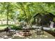 Backyard with firepit and outdoor seating, ideal for entertaining and enjoying nature at 570 Martina Ne Dr, Atlanta, GA 30305