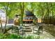 Backyard oasis featuring a fire pit, comfortable seating, and lush landscaping, creating a perfect outdoor retreat at 570 Martina Ne Dr, Atlanta, GA 30305