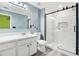 Nicely renovated bathroom featuring a walk-in shower with new tile and modern fixtures at 6887 Slate Stone Se Way # 3, Mableton, GA 30126