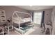 bedroom featuring bunk beds with desk and shelving at 779 Avonley Creek Trce, Sugar Hill, GA 30518