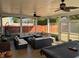 A comfortable screened in porch provides plenty of seating and access to the back yard at 5030 Mundy Dr, Cumming, GA 30028