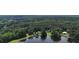 Scenic aerial view of lakeside homes nestled among mature trees with still waters reflecting the landscape at 625 W Lake Dr, Oxford, GA 30054