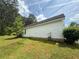 Exterior view of home with well-maintained lawn, lush greenery, and blue skies at 160 Goldleaf Dr, Hampton, GA 30228