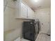 Functional laundry room with modern washer and dryer, ample storage, and a clean, organized space at 414 Silver Top Dr, Grayson, GA 30017