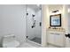 Modern bathroom featuring a glass-enclosed shower, contemporary fixtures, and a stylish vanity at 1102 Morley Se Ave, Atlanta, GA 30312