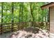 Deck features wood flooring, railing, and views of the surrounding mature trees at 4949 Woodland Nw Way, Acworth, GA 30102