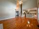 Open concept living area with hardwood floors and access to the kitchen at 3195 Vickery Dr, Marietta, GA 30066