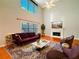 Modern living room featuring high ceilings, fireplace, and stylish decor at 3195 Vickery Dr, Marietta, GA 30066