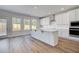 Modern kitchen with white cabinets, stainless steel appliances, and a center island at 623 Leafy Branch Way, Mcdonough, GA 30253