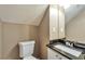 Cozy powder room featuring modern fixtures, granite countertop, and sleek sink at 912 Third St, Stone Mountain, GA 30083