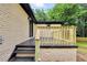 The patio has newly constructed wooden rails and access to a fenced in backyard at 3355 Wesley Chapel Rd, Decatur, GA 30034