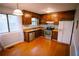 Kitchen with stainless steel appliances and butcher block countertops at 4190 Heather Way, Cumming, GA 30041