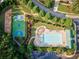 Overhead view showing the pool, basketball court, ample parking, and landscaping in the community at 139 Thunder Ridge Ln, Acworth, GA 30101