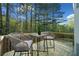 Relaxing wooden deck with outdoor seating overlooking a private wooded backyard at 139 Thunder Ridge Ln, Acworth, GA 30101