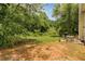 Spacious backyard featuring an outdoor table and chairs, nestled among mature trees at 4001 English Valley Dr, Ellenwood, GA 30294