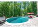 Beautiful in-ground pool features a water fountain in a backyard setting at 124 White Oak Trl, Cumming, GA 30028