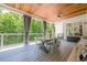 This is a spacious porch with a beautiful wood ceiling and table at 124 White Oak Trl, Cumming, GA 30028