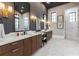 Spacious bathroom featuring double sinks, marble floors, and a walk-in shower at 3085 Lake Park Dr, Jonesboro, GA 30236
