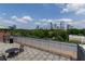 Rooftop patio with wrought iron furniture and fence showing expansive city views at 3235 Roswell Ne Rd # 514, Atlanta, GA 30305