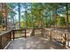 Spacious backyard featuring a wooden deck surrounded by mature trees at 4711 Oakleigh Manor Dr, Powder Springs, GA 30127
