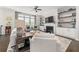 Bright living room with large windows, a cozy fireplace, and built-in shelving at 3 Hundley Ln, Roswell, GA 30076