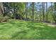 Spacious backyard view with lush lawn, mature trees, play area, and sports area at 3824 N Cooper Lake Se Rd, Smyrna, GA 30082