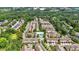 Community aerial view featuring townhomes, a pool, and tree-lined streets, capturing the neighborhood's layout at 2281 Millhaven Se St # 18, Smyrna, GA 30080