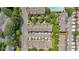 Aerial view showcasing the layout of the townhome community with lush green spaces and parking areas at 2281 Millhaven Se St # 18, Smyrna, GA 30080