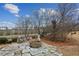 Stone patio with fire pit in a serene backyard setting at 326 Oakview Way, Canton, GA 30114