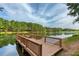 Enjoy the lake view from this wooden community dock with bench seating at 326 Oakview Way, Canton, GA 30114