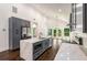Bright kitchen featuring a center island, stainless steel appliances, and gray cabinetry at 1317 Bernard Nw St, Atlanta, GA 30314