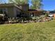 Backyard with flower beds and outdoor seating at 4506 Town Crier Sw Rd, Lilburn, GA 30047