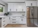 Well-lit kitchen featuring white cabinets, stainless steel appliances, decorative backsplash, and ample countertop space at 2012 Variations Ne Dr, Atlanta, GA 30329