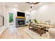 Cozy living room with wood floors, fireplace, and lots of natural light from rear sliding door at 2012 Variations Ne Dr, Atlanta, GA 30329