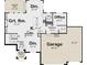First floor plan of a modern farmhouse with the kitchen, dining, and garage at 3629 Centerville Rosebud Rd, Snellville, GA 30039