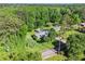 Aerial view showcases a home with a pool nestled amidst lush greenery and mature trees at 4020 N Cooper Lake Se Rd, Smyrna, GA 30082