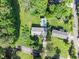 Aerial view of a home with a pool, surrounded by lush greenery and mature trees on a sunny day at 4020 N Cooper Lake Se Rd, Smyrna, GA 30082