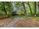 Backyard featuring a wood fence, and a fire pit surrounded by lush greenery at 1424 Van Epps Se Ave, Atlanta, GA 30316