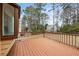 Spacious wooden deck offers views of the lush backyard, ideal for outdoor entertaining and relaxation at 3032 Ross Rd, Snellville, GA 30039