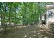 Spacious backyard featuring mature trees and a partially screened porch attached to the house at 1328 Amberwood Dr, Woodstock, GA 30189